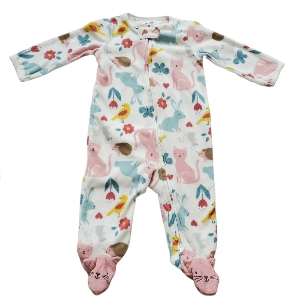 Carter's 3-Pack Girls Fleece Zip Footie Winter‎ Pajamas